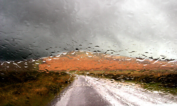 Dartmoor Tor Through Rainy Windscreen