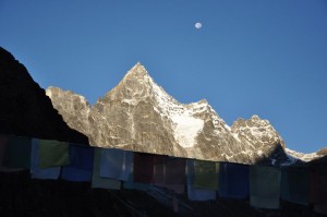 Moon And Prayer Flags - Nepal