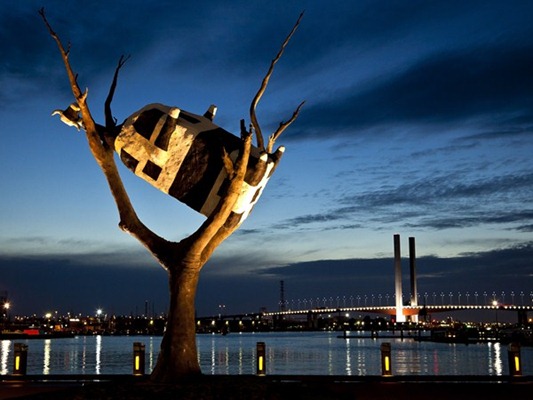 Cow in a tree, Docklands, Melbourne, VIC