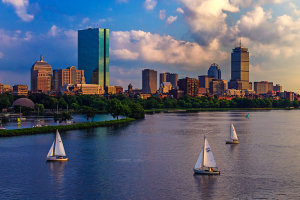 This is another image, taken the same month as the Lake Tahoe shot.  This was an exceptional shooting day for me.  I went into Boston in search of this spot, found parking, and was thrilled to see all the sailboats on the Charles River, making for an excellent foreground. I used every lens in my bag this day, getting salable shots with each- everything from a 14mm f/2.8 to the 70-200 f2.8L IS. This shot was taken with the EF 24-105 f/4L IS, at 47mm.  But due to the number of good shots captured that day, I just ignored it as being too blah.  Since I finally edited it, it has sold 5 times!.