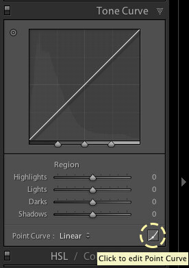 Editing the point curve in Lightroom