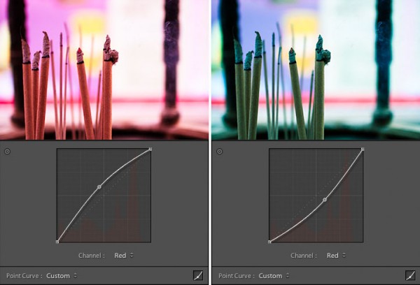 The red channel controls the red / cyan balance