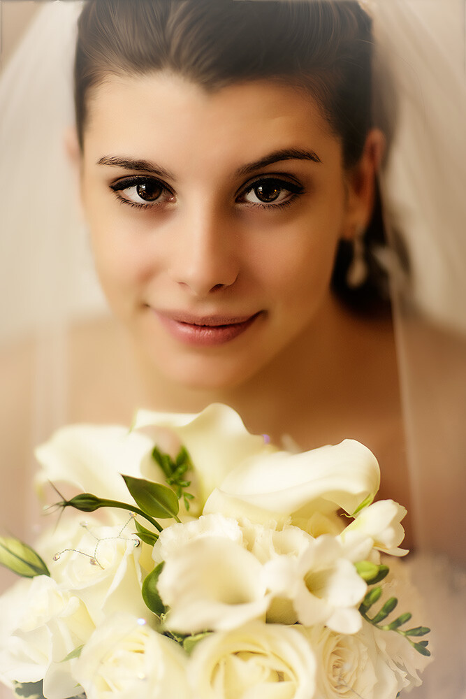 This is a must. Depending on the setting it will always change, but at least one formal portrait of the bride is essential. This shot simply used on camera flash, bounced into a reflector at camera left. EOS-1D X, EF 85mm f/1.2L II. 1/250, f/1.2, ISO 400.