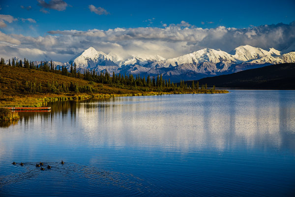 Wonder Lake is the furthest point in Denali National Park that the park bus system will reach.  It offers a spectacular view of the Alaska Range, when the weather is clear.