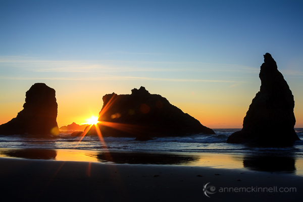 Sunset at Bandon Beach, Oregon, by Anne McKinnell