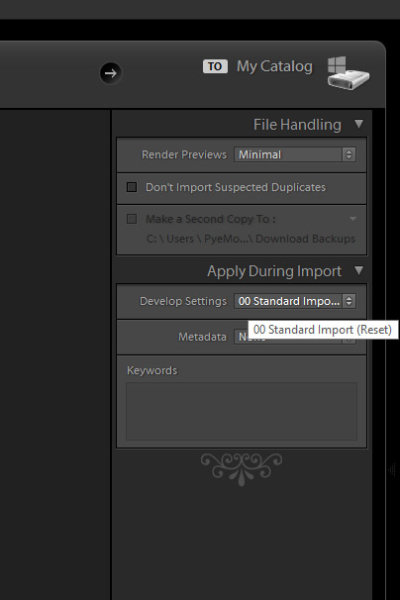 apply preset upon import