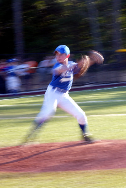 Panning on the pitcher's motion can make for a unique image.