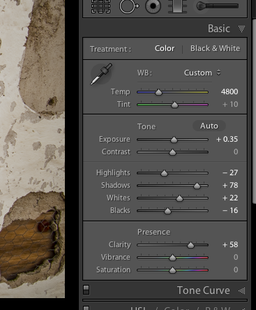 Basic panel adjustments in LR