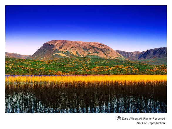 Gros Morne Mountain as seen from Rocky Harbour Pond. Filters used: Cokin 173 Blue/Yellow Colour Polarizing, Cokin 2-stop blue soft edge graduated and Singh-Ray Colour Intensifying