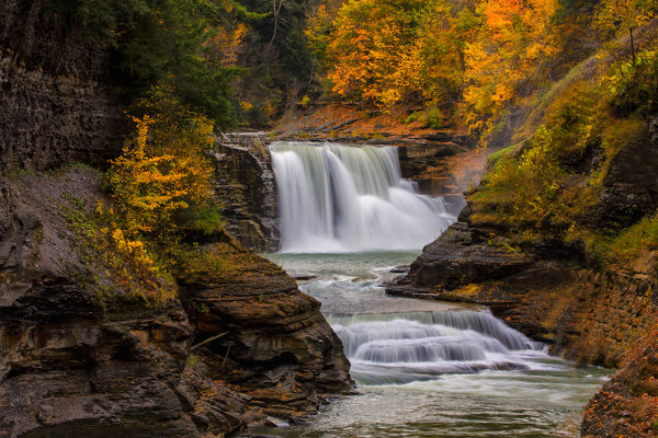 For this image of Lower Falls in Letchworth State Park in New York, I knew I wanted a creamy look to the falls.  They were flowing well so I knew a moderately slow shutter speed would give me what I wanted.  I also knew as I composed it that I wanted the falls framed by some of the gorgeous colors of the fall foliage.  I set my exposure based on two things- I wanted a slow shutter speed and I wanted deep depth of field. EOS 5D Mark III, EF 70-300 f/4-5.6L, ISO 100, f/25, .3".