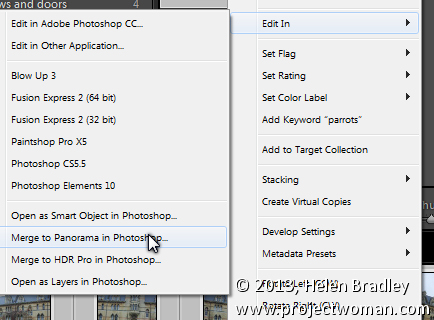 Sending Panorama Sequences from Lightroom to Photoshop 2
