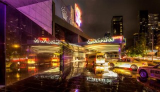 Photography of the Melbourne casino in the rain