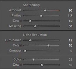 sharpening settings