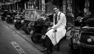 Once there is eye contact, just tell your subject why you want to take a picture. Here I saw a timeless black and white image and I had to ask! ©Valérie Jardin