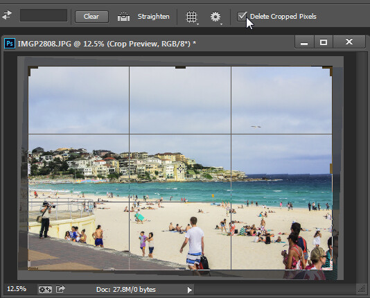 The Delete Cropped Pixels setting lets you choose whether cropped pixels are deleted or not