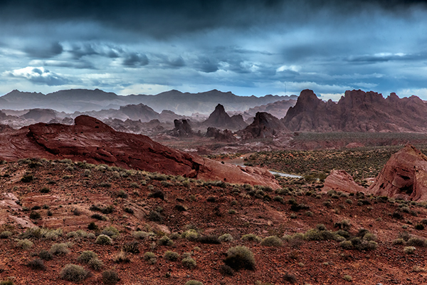 Valley of Fire Storm. 1/1000, f/8, ISO 1600. EOS 5D Mark III with EF 24-70 f/2.8L II. I managed to catch the Valley of Fire on one of the few days it rained all year.