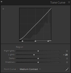 6b adjustments Tone curve panel