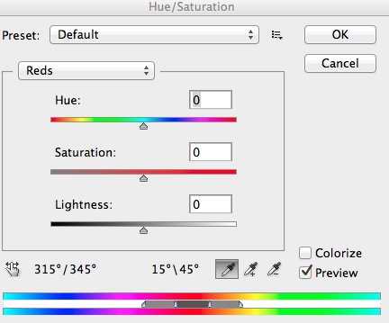 Hue and Saturation Function in Photoshop