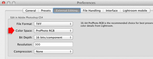 Lightroom and colour space
