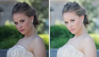 Left is SOOC; Right has Lens Correction, White Balance (Temp/Tint), Exposure and Contrast, Clarity and Highlights adjusted