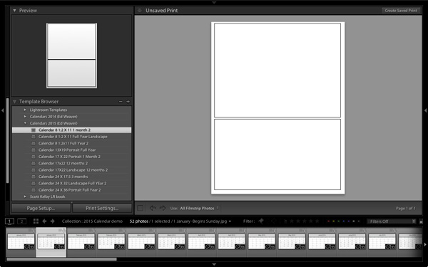 Create a calendar in the Lightroom Print module