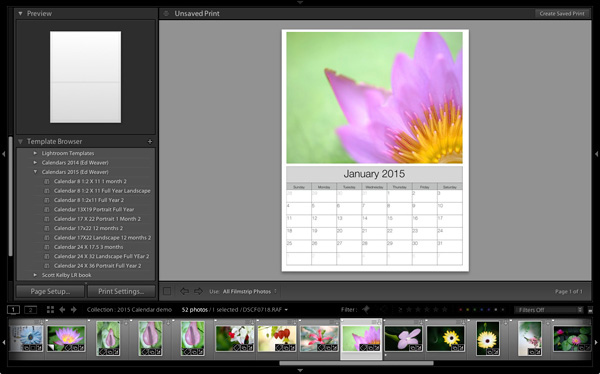 Create a calendar in the Lightroom Print module