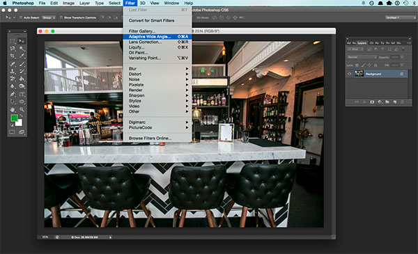 Photoshop Adaptive wide angle filter correction