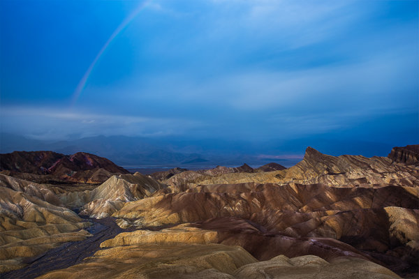 Zabriskie Point at dawn as storms move through the park. 
