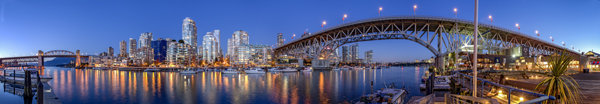 Blue Hour panoramic, the blues and the yellows work well in this image
