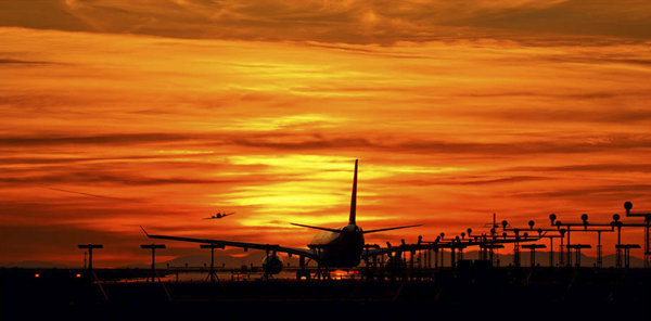 Warm sunset colours over the Vancouver runway