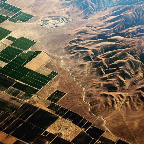 High above California's Central Valley, USA