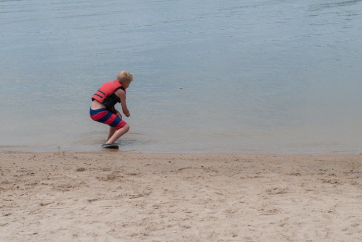 My nephew practicing his rock-skipping technique.