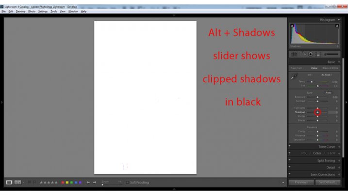 Alt + Shadows slider shows all clipped shadows.