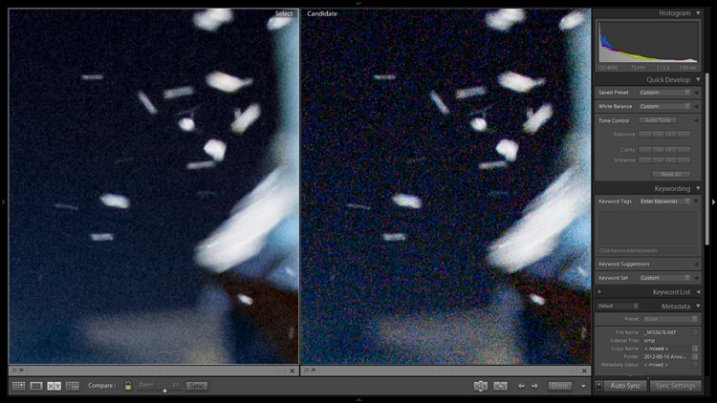 Image showing before and after noise reduction.