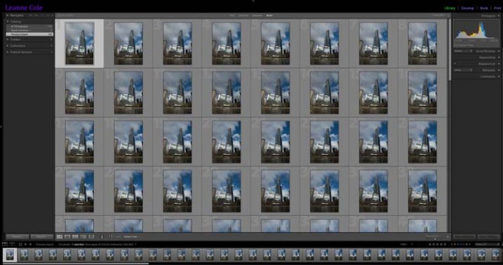 The images for the time lapse in Lightroom