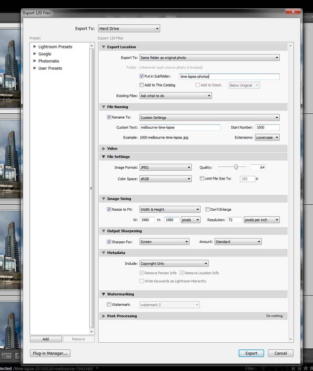 Exporting the images.