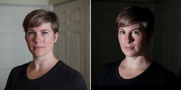 3 Steps to Professional Looking Headshots Using One Flash 3 Left - No flash. Right - manual mode, underexposed several stops, single flash towards right of subject.