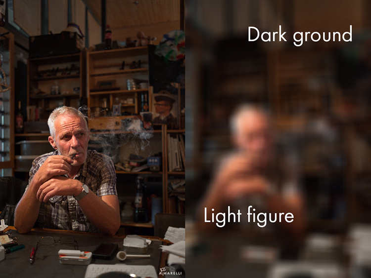 3 Light figure on dark ground