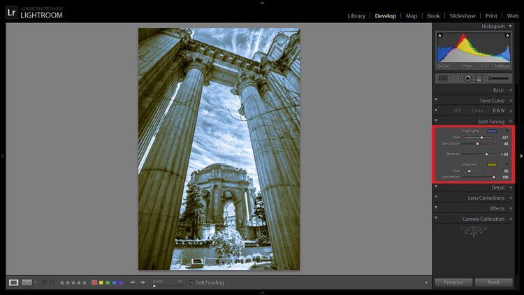 Split Toning allows you to tint an image's highlights and shadows different colors.