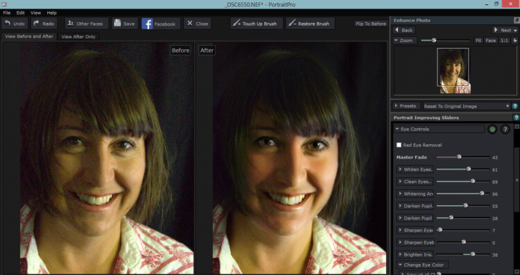 Portrait Pro v12 Studio Max Editing Software Review 4 Much less spooky looking with less slider action.
