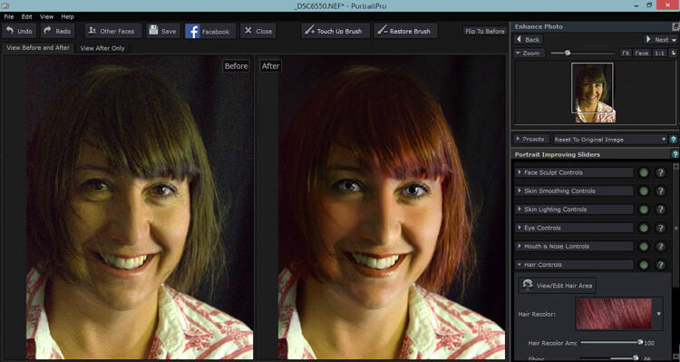 Portrait Pro v12 Studio Max Editing Software Review 5 The sliders can also smooth, lighten,add shine to hair.
