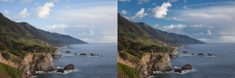 Photo of Big Sur: Example of sky enhancement using Lightroom