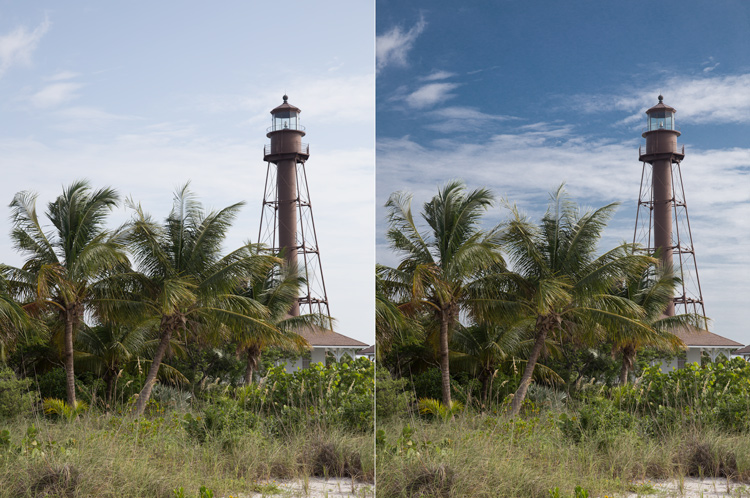 Photo of Lighthouse on Sanibel Island, Florida: Example of sky enhancement using Lightroom