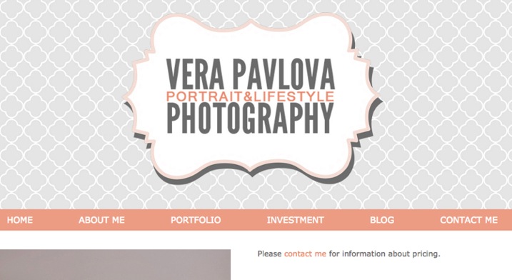 3 example of good website clear statement about where to find pricing www verapavlovaphotography com