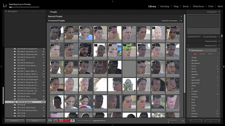 Lightroom's facial recognition feature