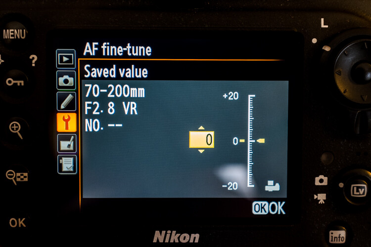 Adjusting autofocus fine tuning