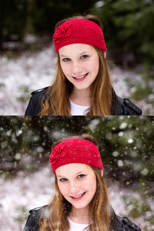 Original image on top, final image edited with PPA Winter Wonderland on the bottom. 