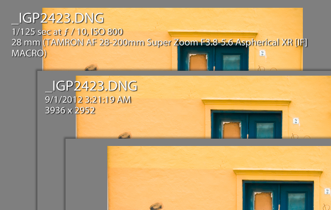 The three states of the Lightroom Loupe Info Overlay
