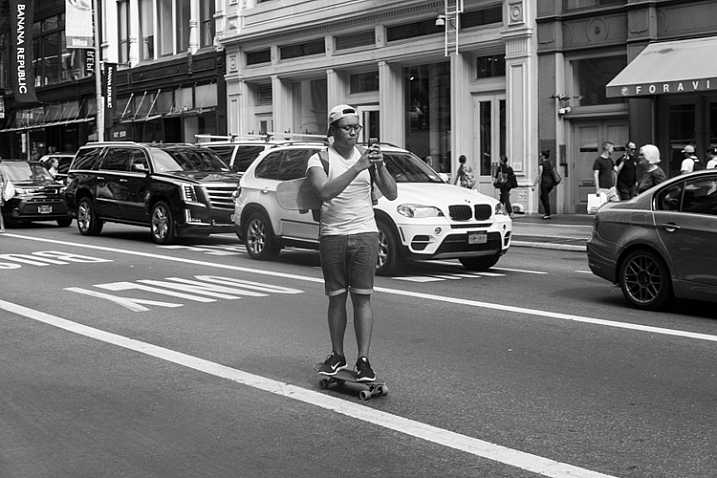 Skateboarder, Broadway, NYC.