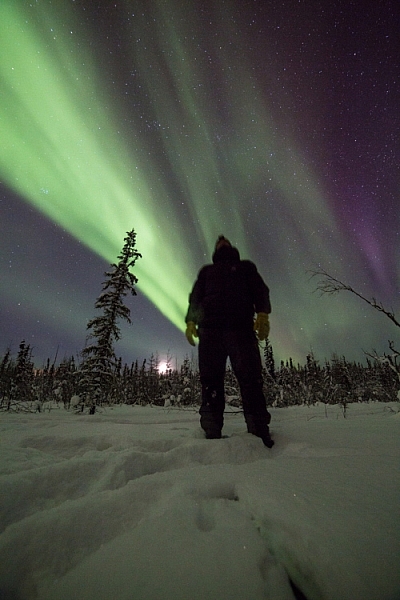 To shot the aurora during mid-winter in Alaska you need to dress warm!